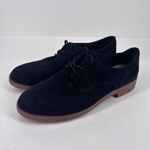 Clarks Griffin Lane Derby Shoes‎ Women's US 7.5 Black Suede Square Toe Comfort
